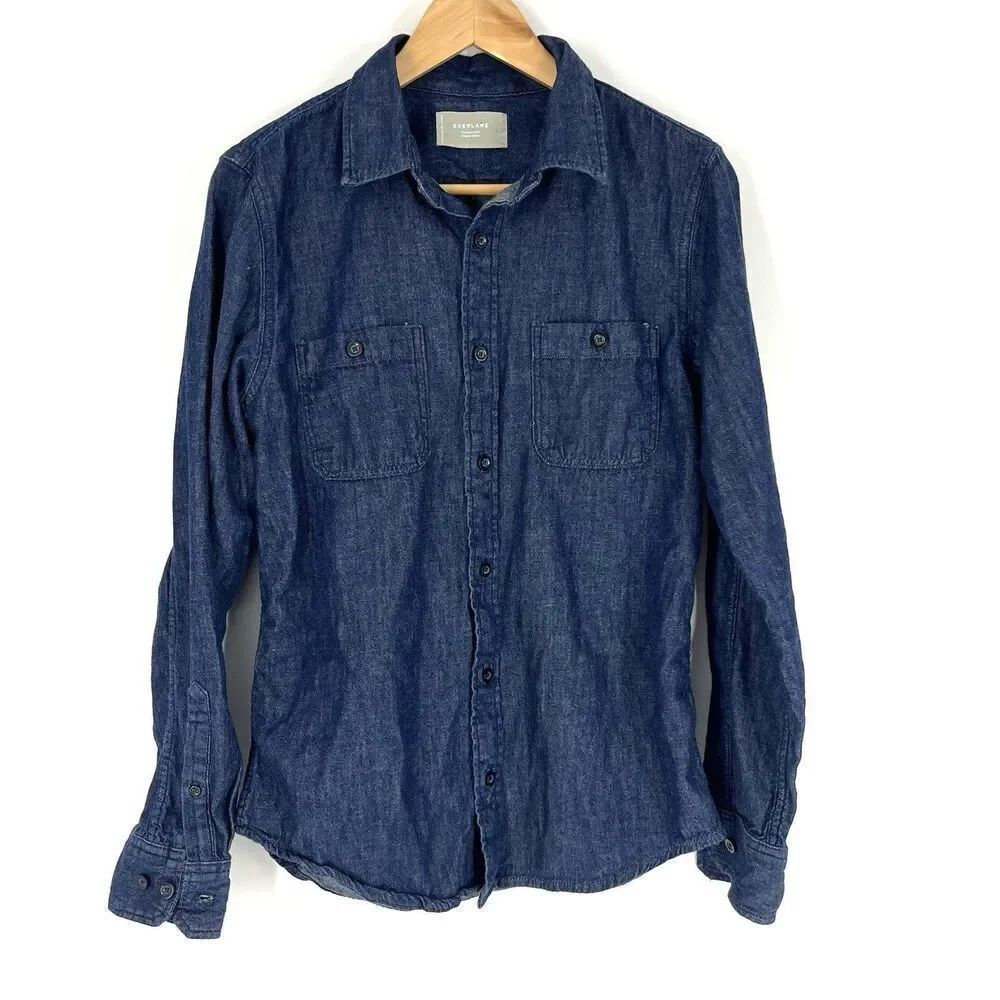 Everlane Shirt Size Small Mens Blue Button Up Denim Jean Chambray Long Sleeve